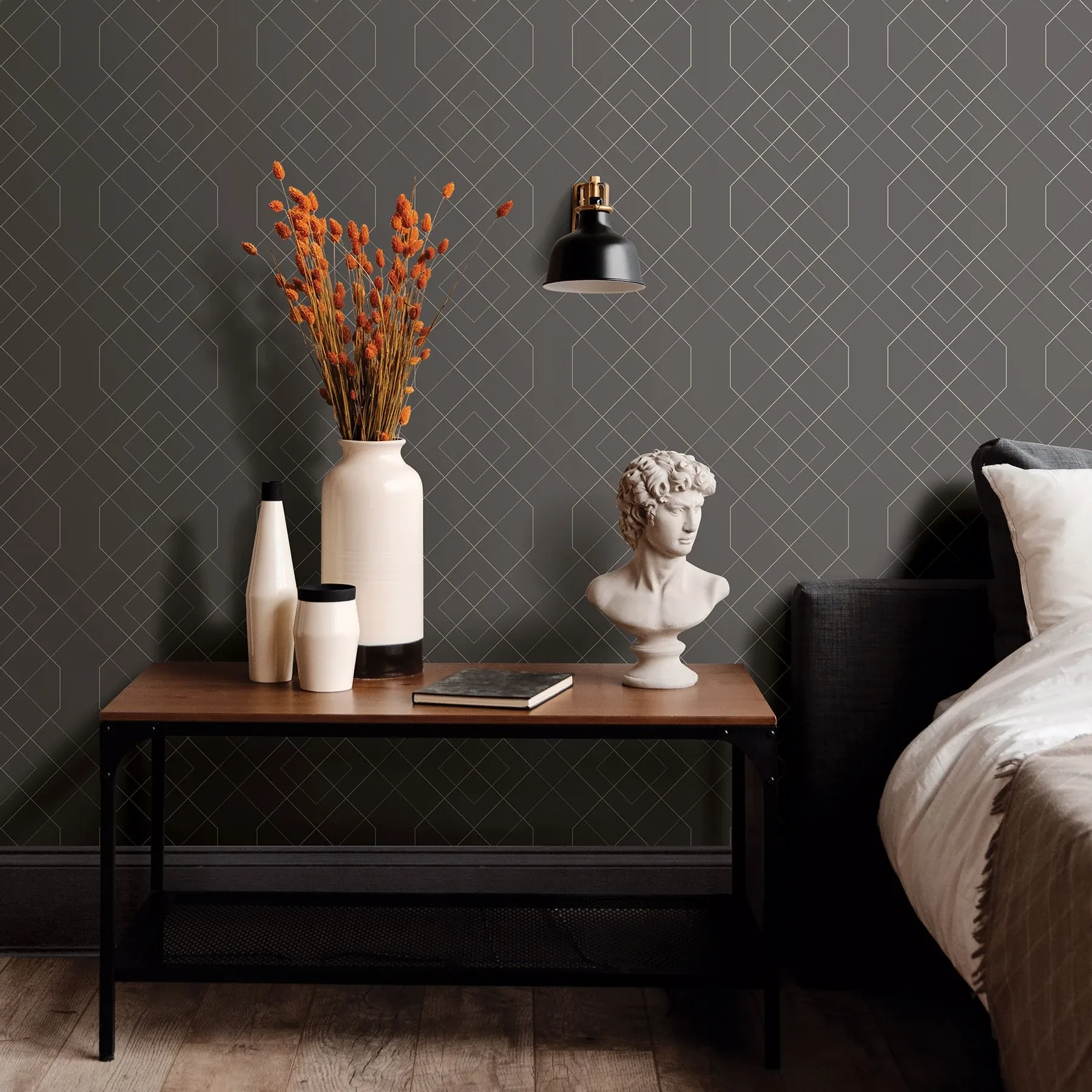 A-Street Prints Ballard Grey Geometric Wallpaper - SKU 2964-25912