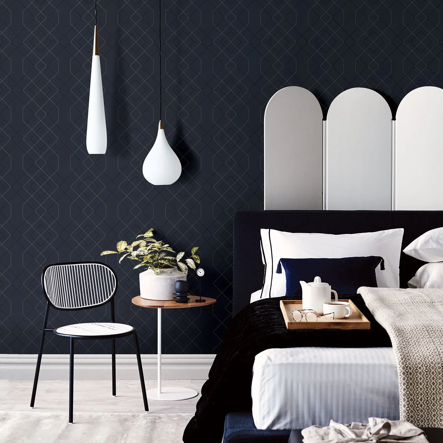 A-Street Prints Ballard Indigo Geometric Wallpaper - SKU 2964-25913