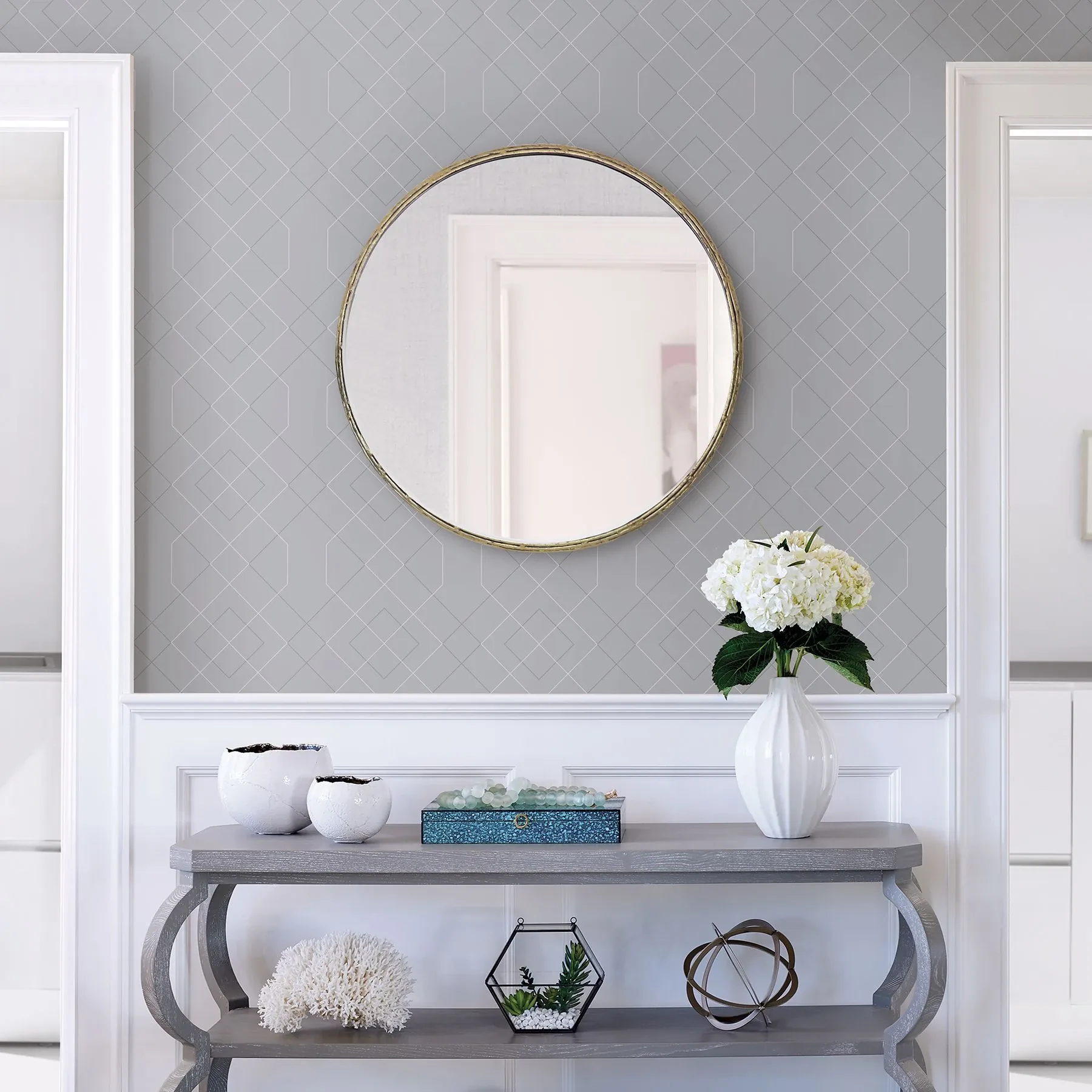 A-Street Prints Ballard Pewter Geometric Wallpaper - SKU 2964-25910