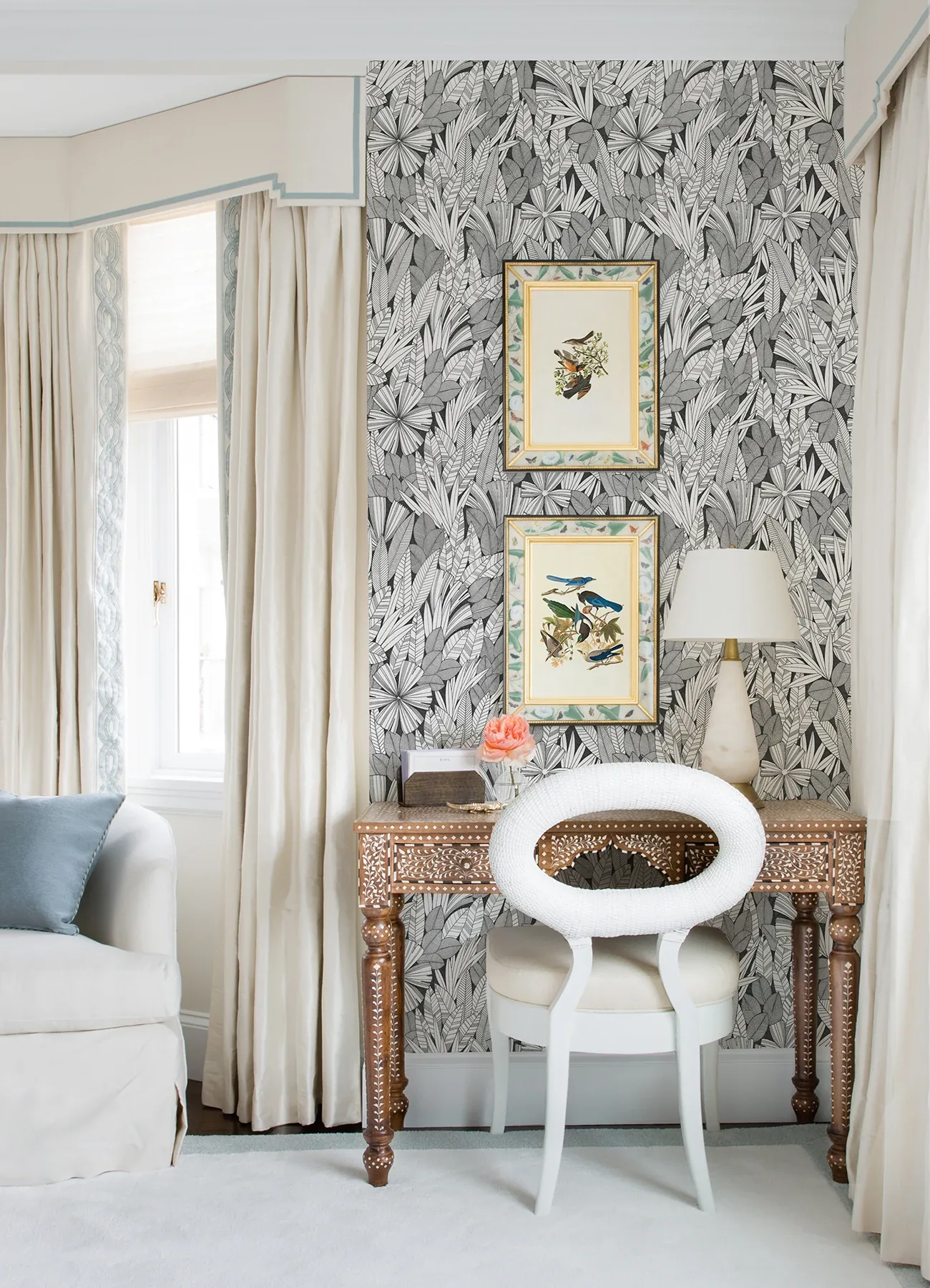 A-Street Prints Bannon Black Leaves Wallpaper - SKU 4081-26346