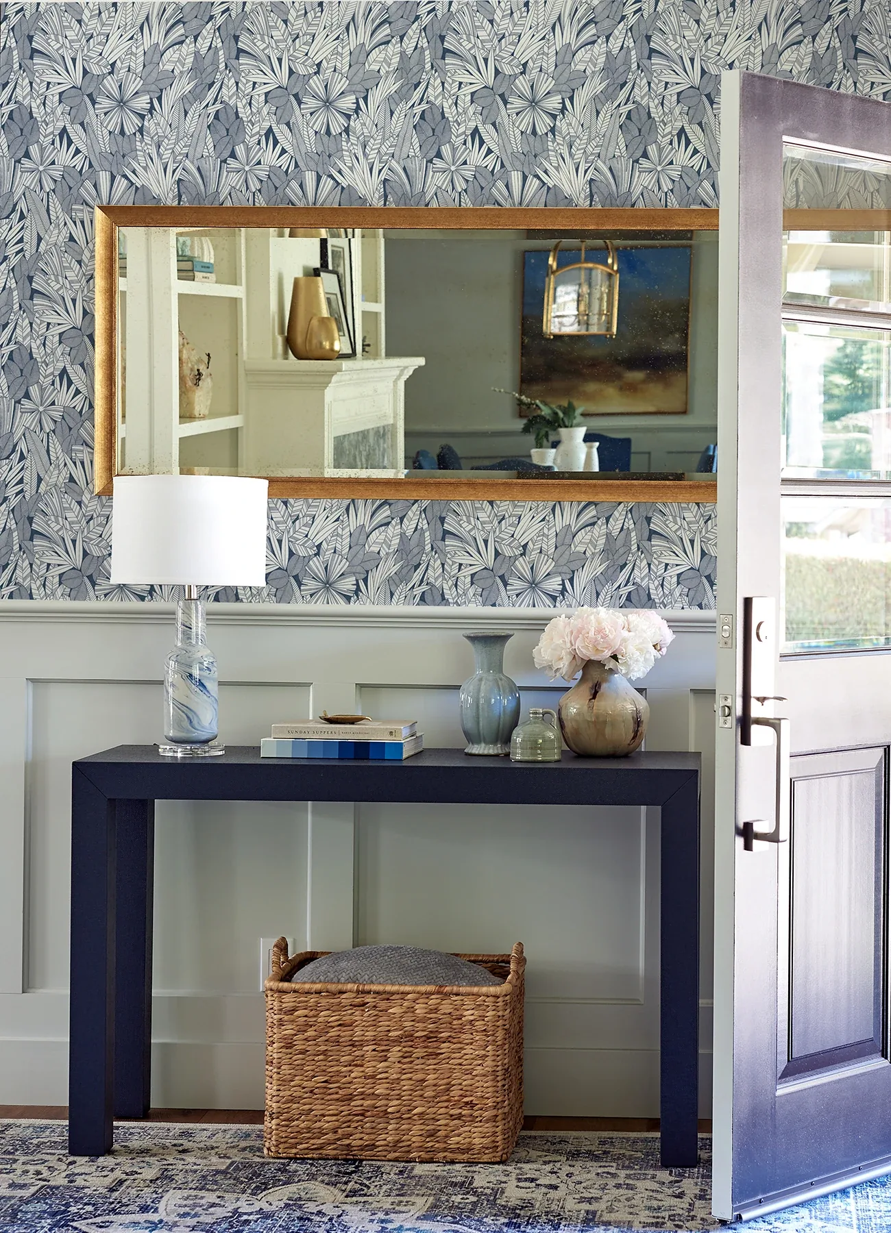 A-Street Prints Bannon Blue Leaves Wallpaper | Wallpaper Twins A-Street Prints Bannon Blue Leaves Wallpaper - SKU 4081-26342