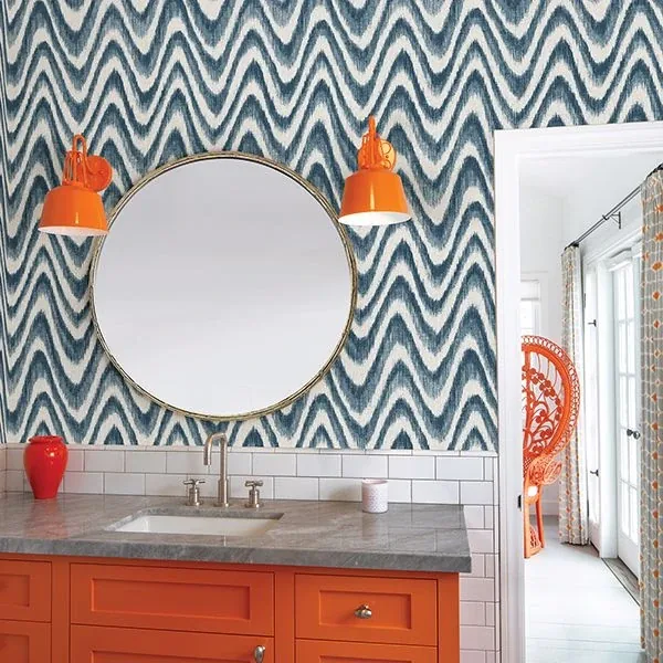 A-Street Prints Bargello Blue Faux Grasscloth Wave Wallpaper | Wallpaper Twins A-Street Prints Bargello Blue Faux Grasscloth Wave Wallpaper - SKU 2901-25408