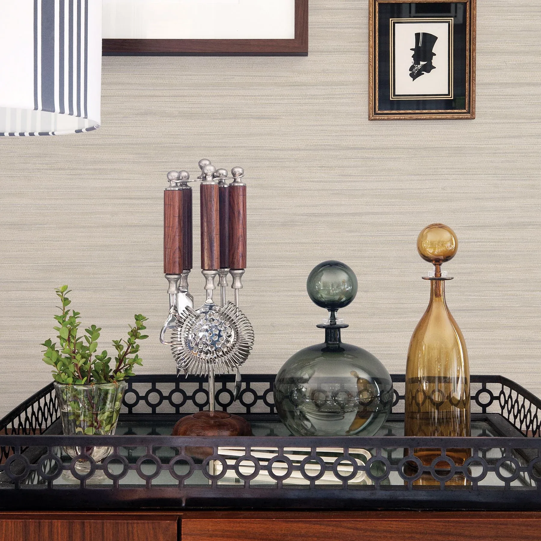 A-Street Prints Barnaby Light Grey Faux Grasscloth Wallpaper - SKU 2964-25965