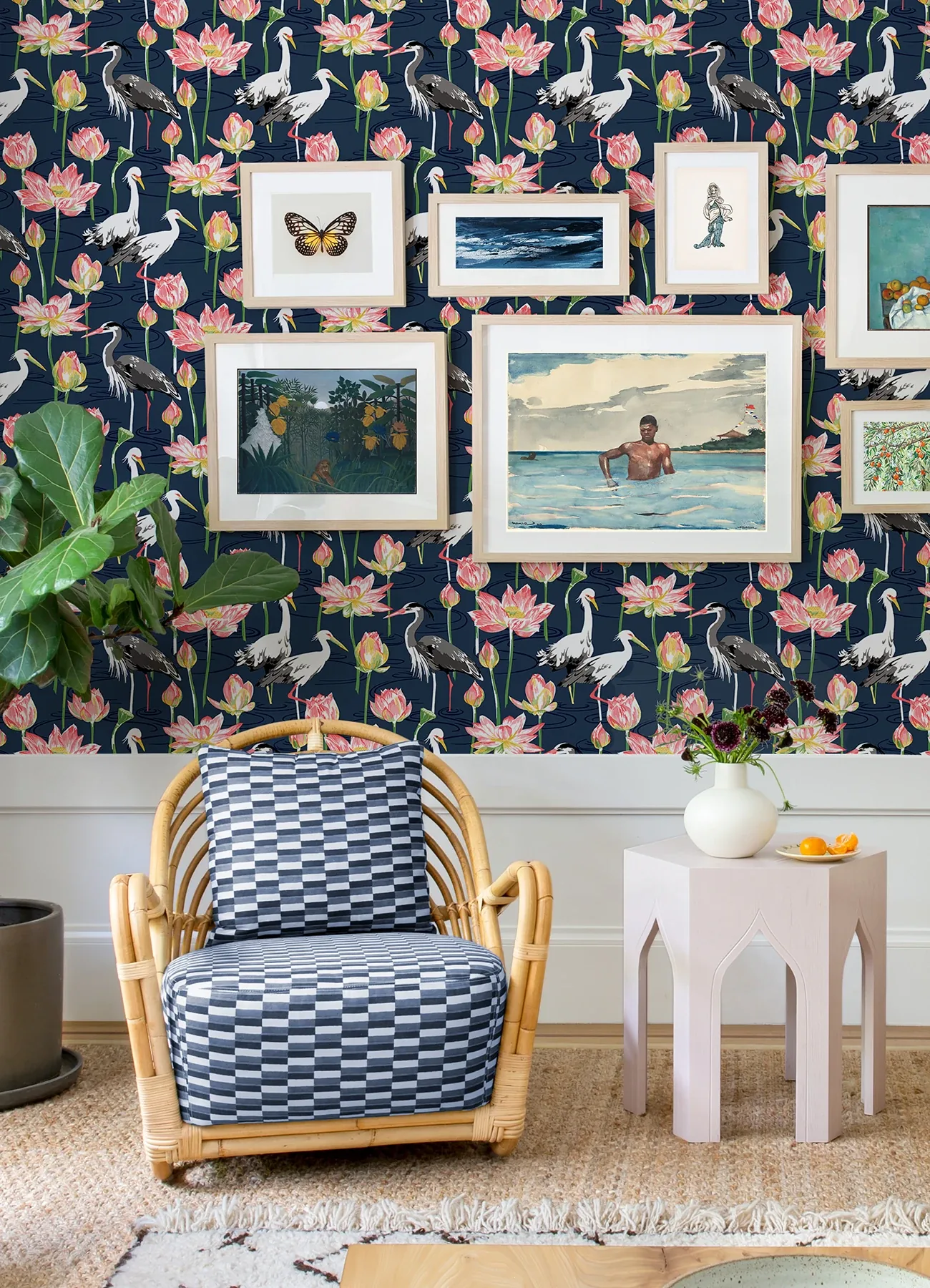 A-Street Prints Barton Navy Heron Wallpaper - SKU 4081-87550