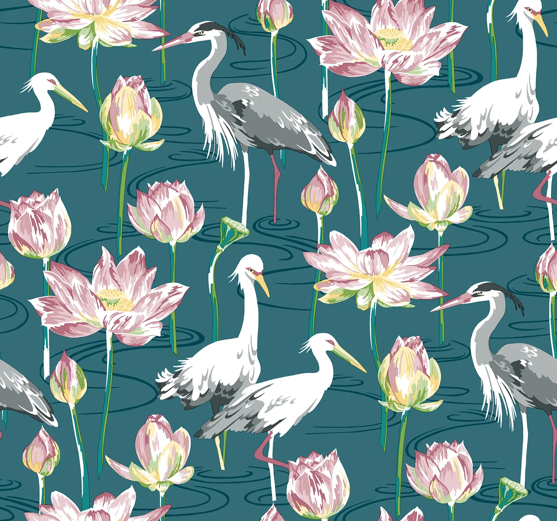 4081-87552 | Barton Teal Heron Wallpaper