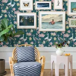 A-Street Prints Barton Teal Heron Wallpaper - SKU 4081-87552