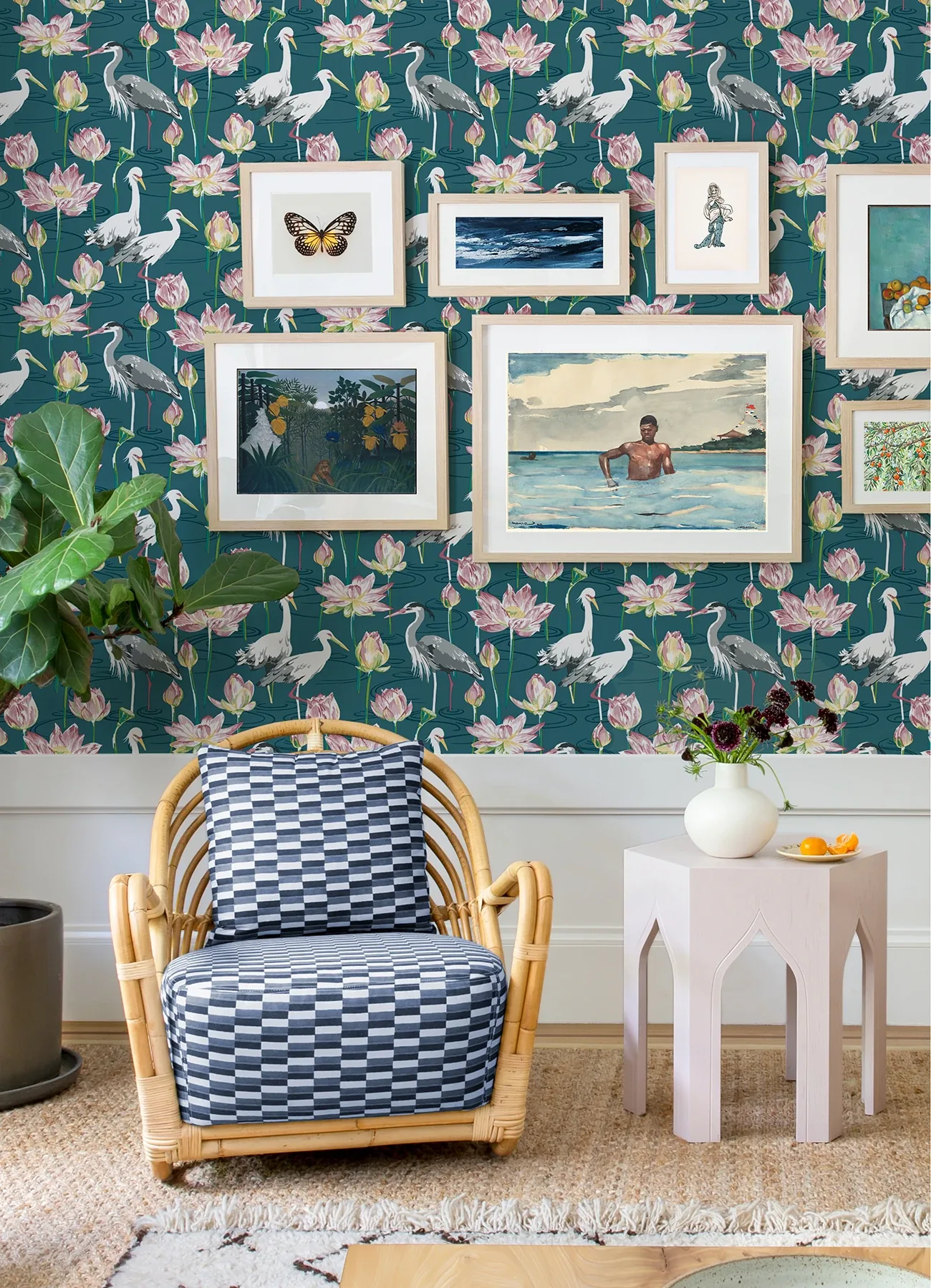 A-Street Prints Barton Teal Heron Wallpaper - SKU 4081-87552