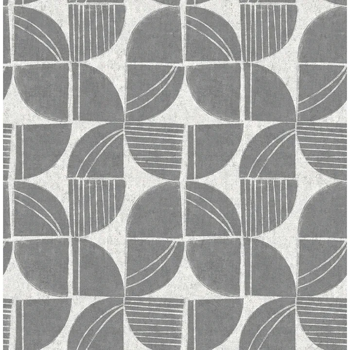 4141-27110 | Baxter Charcoal Semicircle Mosaic Wallpaper