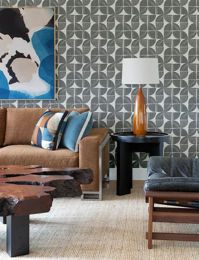 A-Street Prints Baxter Charcoal Semicircle Mosaic Wallpaper | Wallpaper Twins A-Street Prints Baxter Charcoal Semicircle Mosaic Wallpaper - SKU 4141-27110