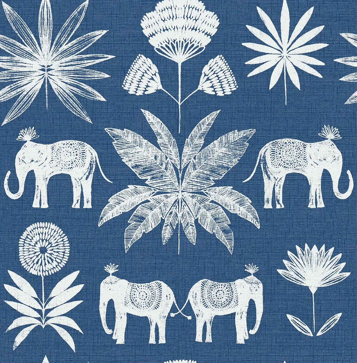 A-Street Prints Bazaar Blue Elephant Oasis Wallpaper - SKU 4014-26436