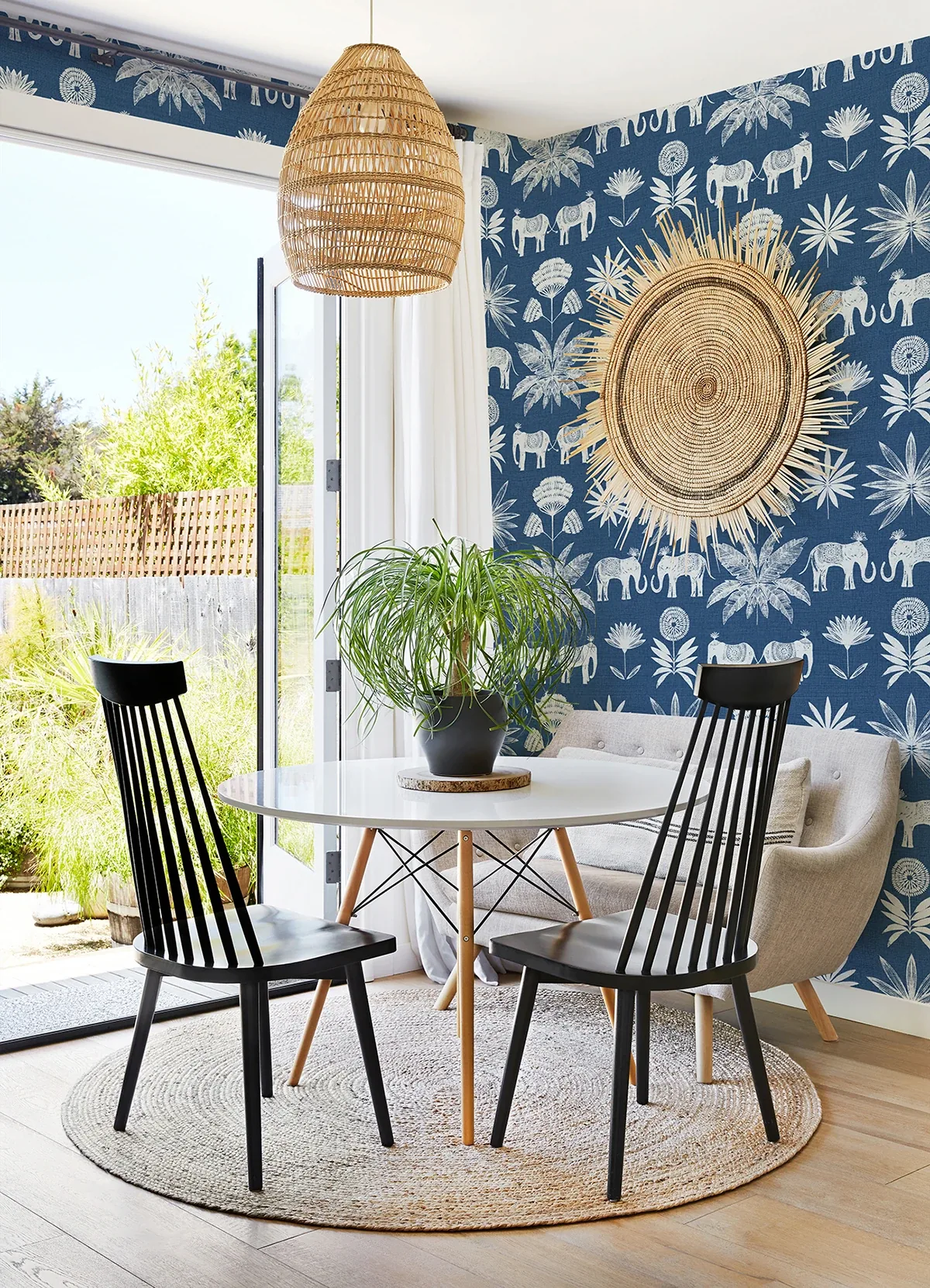 A-Street Prints Bazaar Blue Elephant Oasis Wallpaper - SKU 4014-26436