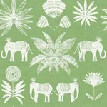 A-Street Prints Bazaar Green Elephant Oasis Wallpaper - SKU 4014-26435