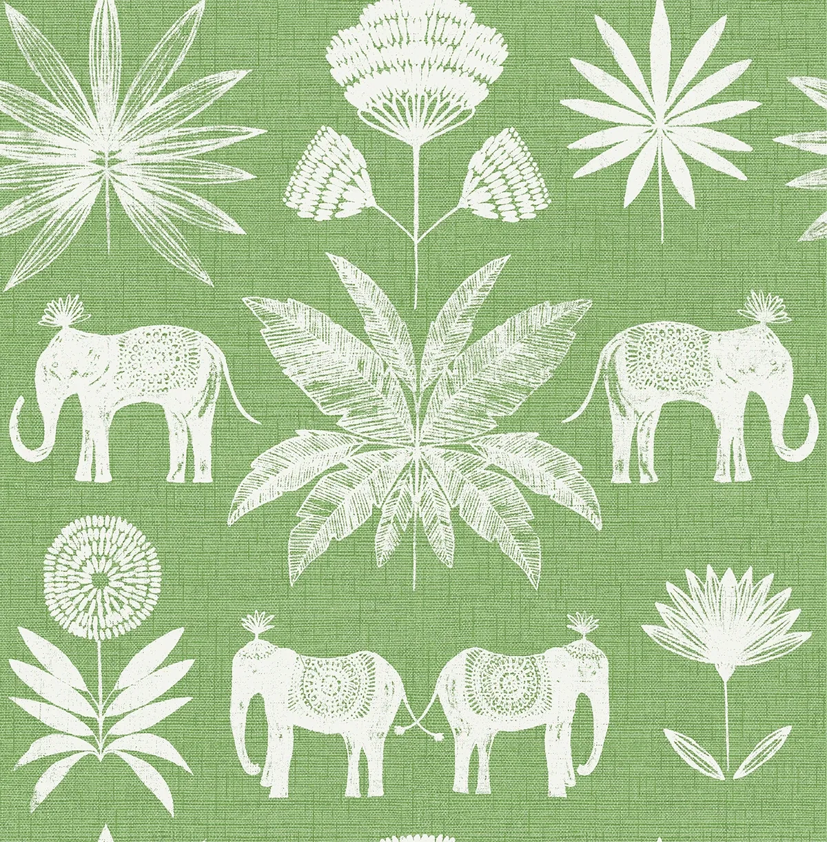 A-Street Prints Bazaar Green Elephant Oasis Wallpaper - SKU 4014-26435