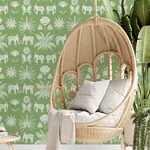 A-Street Prints Bazaar Green Elephant Oasis Wallpaper - SKU 4014-26435