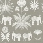 A-Street Prints Bazaar Grey Elephant Oasis Wallpaper - SKU 4014-26437