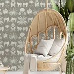 A-Street Prints Bazaar Grey Elephant Oasis Wallpaper - SKU 4014-26437