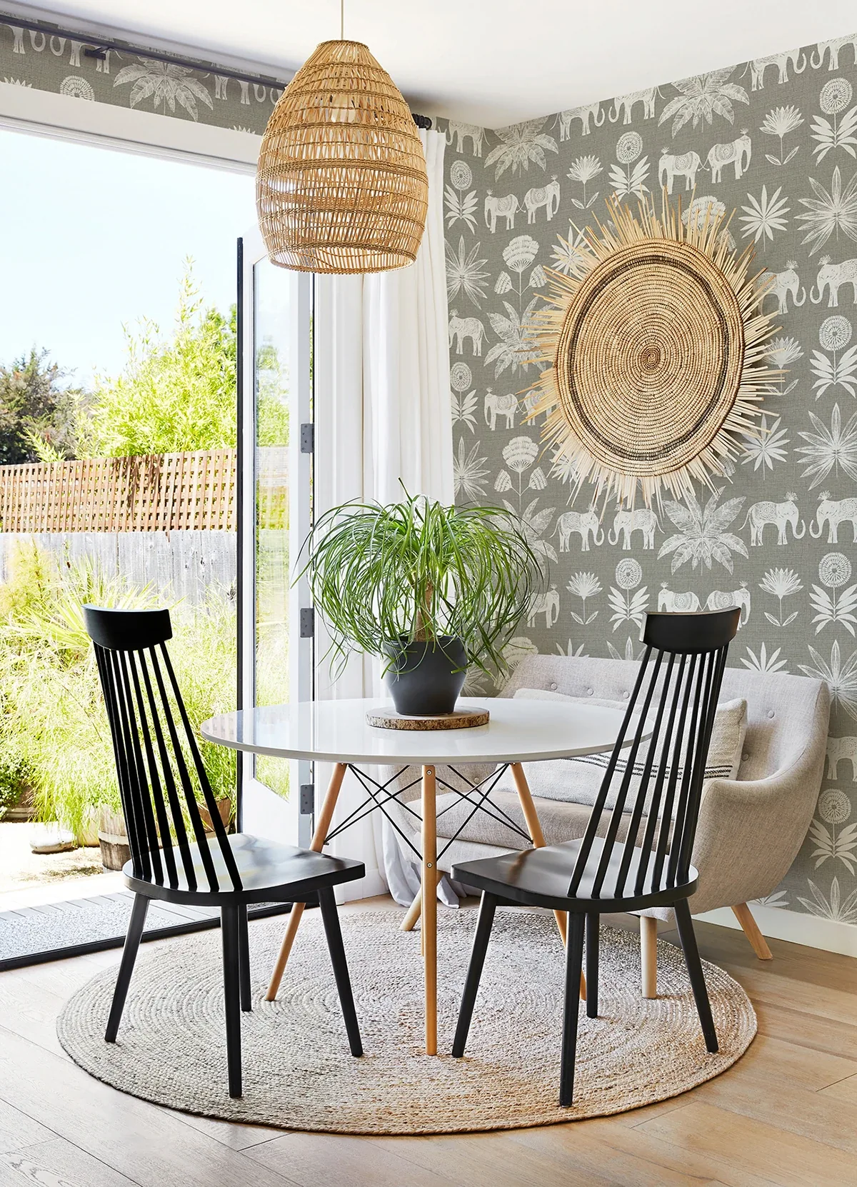 A-Street Prints Bazaar Grey Elephant Oasis Wallpaper - SKU 4014-26437