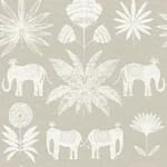A-Street Prints Bazaar Light Grey Elephant Oasis Wallpaper - SKU 4014-26433
