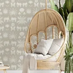 A-Street Prints Bazaar Light Grey Elephant Oasis Wallpaper - SKU 4014-26433