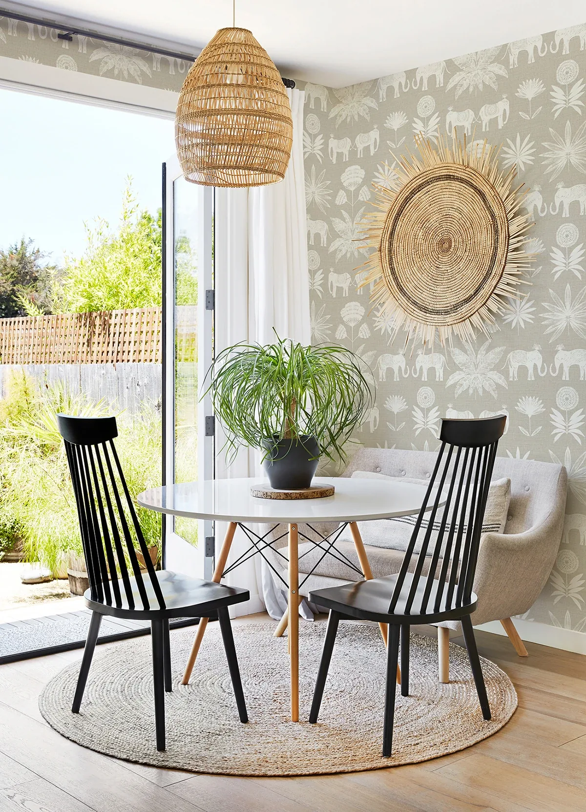 A-Street Prints Bazaar Light Grey Elephant Oasis Wallpaper - SKU 4014-26433