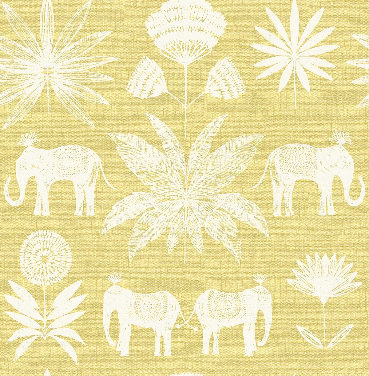 4014-26434 | Bazaar Yellow Elephant Oasis Wallpaper