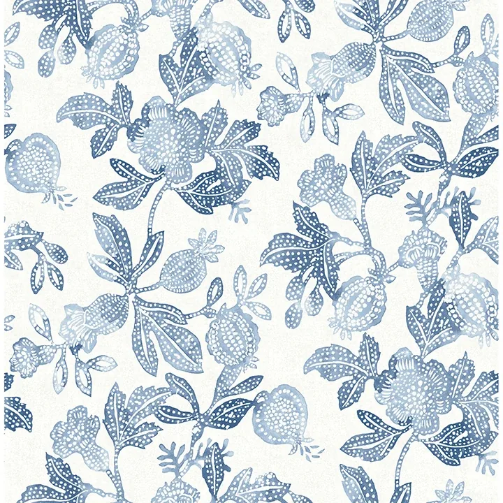 A-Street Prints Beach Rose Blue Floral Fruits Wallpaper - SKU 4172-27492