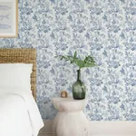 A-Street Prints Beach Rose Blue Floral Fruits Wallpaper | Wallpaper Twins A-Street Prints Beach Rose Blue Floral Fruits Wallpaper - SKU 4172-27492