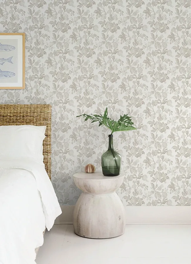 A-Street Prints Beach Rose Neutral Floral Fruits Wallpaper | Wallpaper Twins A-Street Prints Beach Rose Neutral Floral Fruits Wallpaper - SKU 4172-27493
