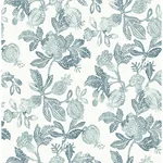A-Street Prints Beach Rose Teal Floral Fruits Wallpaper | Wallpaper Twins A-Street Prints Beach Rose Teal Floral Fruits Wallpaper - SKU 4172-27494
