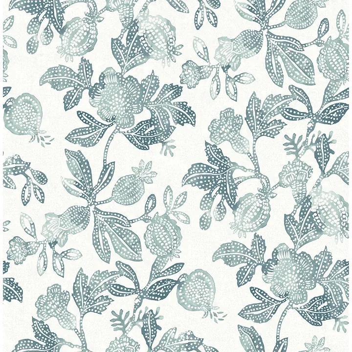 4172-27494 | Beach Rose Teal Floral Fruits Wallpaper