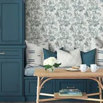 A-Street Prints Beach Rose Teal Floral Fruits Wallpaper | Wallpaper Twins A-Street Prints Beach Rose Teal Floral Fruits Wallpaper - SKU 4172-27494