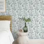 A-Street Prints Beach Rose Teal Floral Fruits Wallpaper | Wallpaper Twins A-Street Prints Beach Rose Teal Floral Fruits Wallpaper - SKU 4172-27494