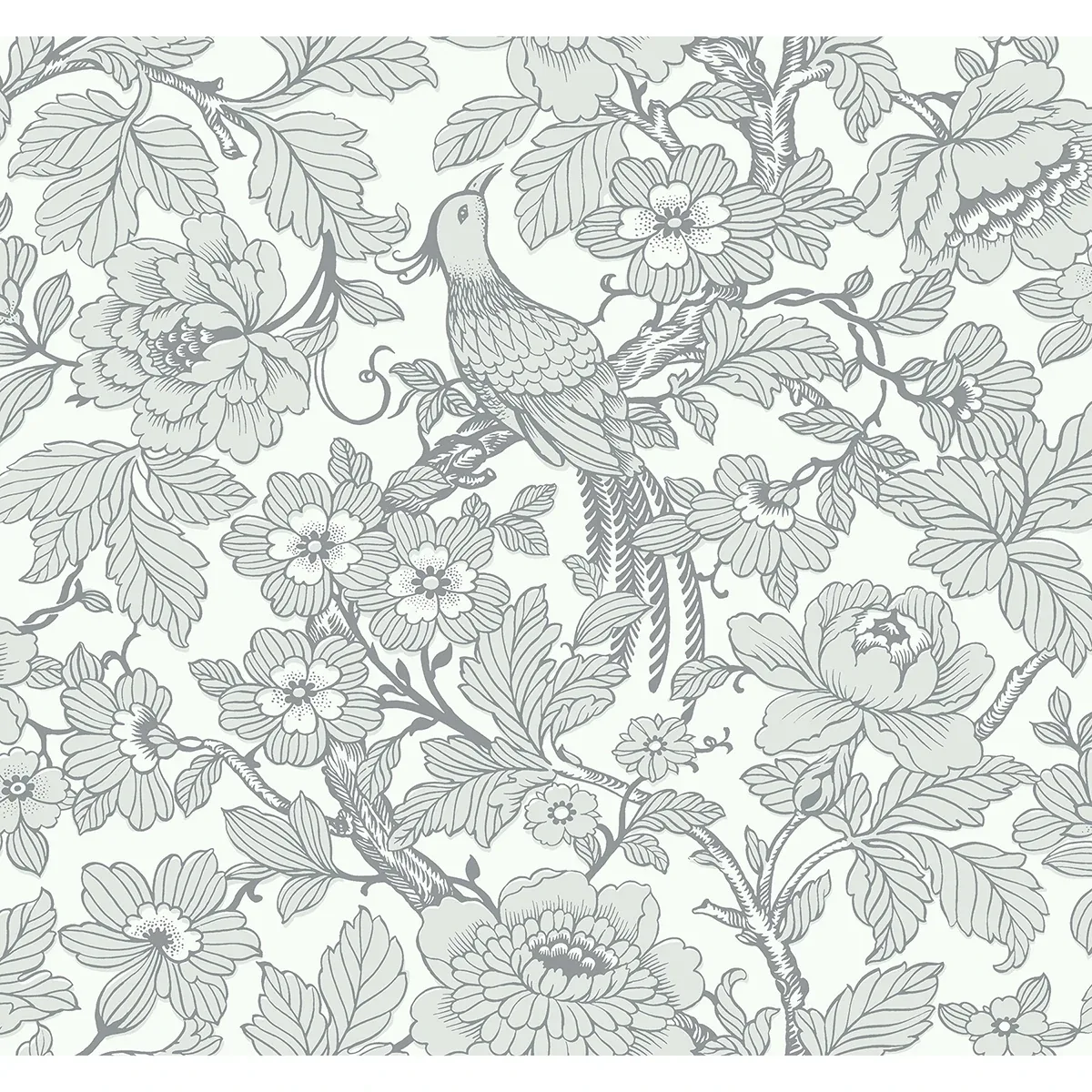 2927-80408 | Beaufort Light Grey Peony Chinoiserie Wallpaper