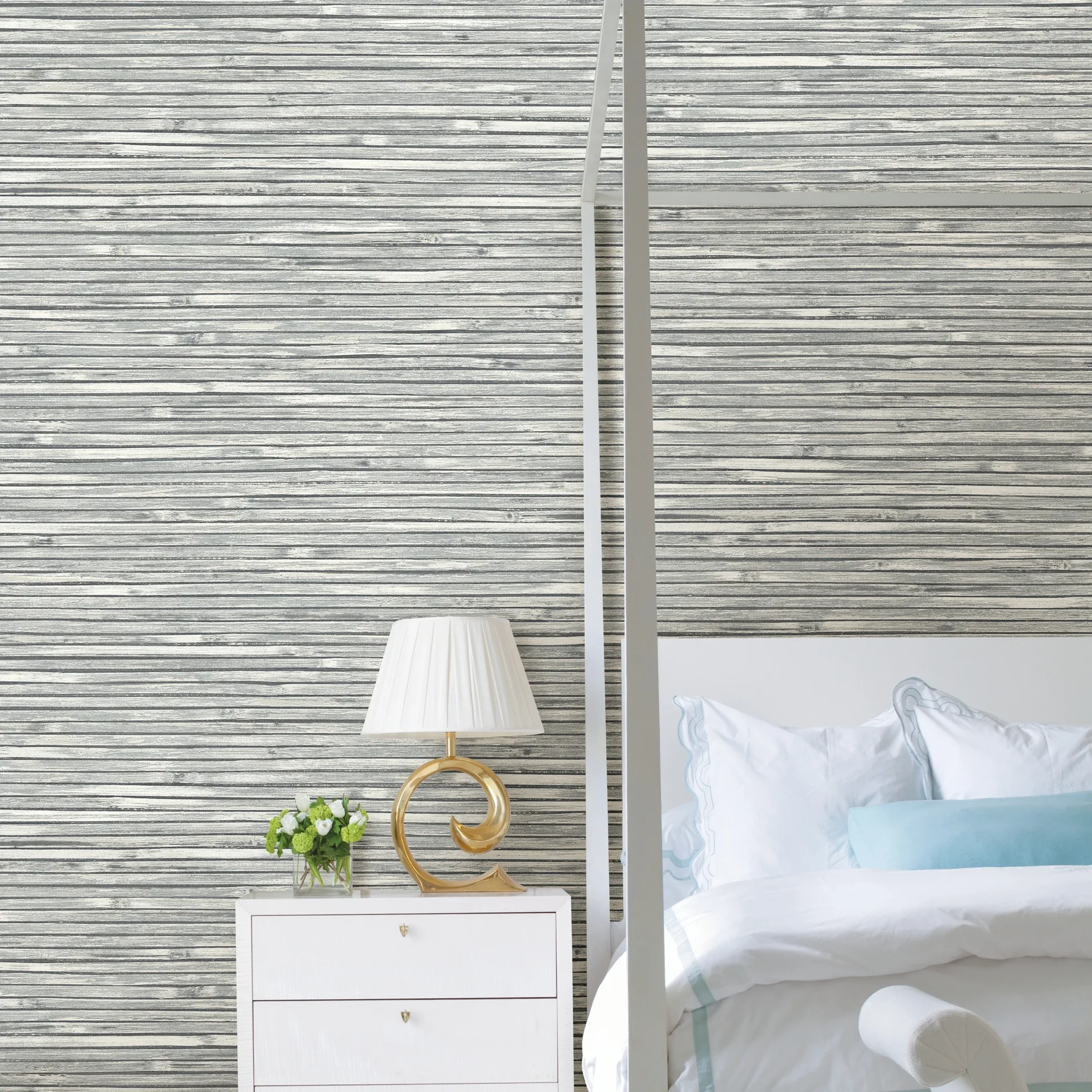A-Street Prints Bellport Dark Grey Wooden Slat Wallpaper - SKU 2927-81308