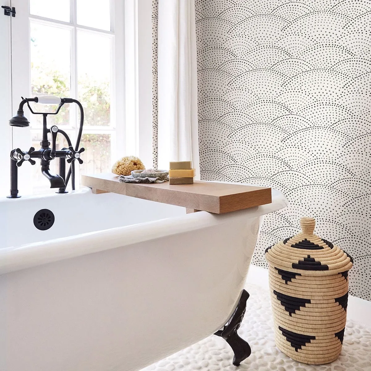 A-Street Prints Bennett Charcoal Dotted Scallop Wallpaper - SKU 2903-25870