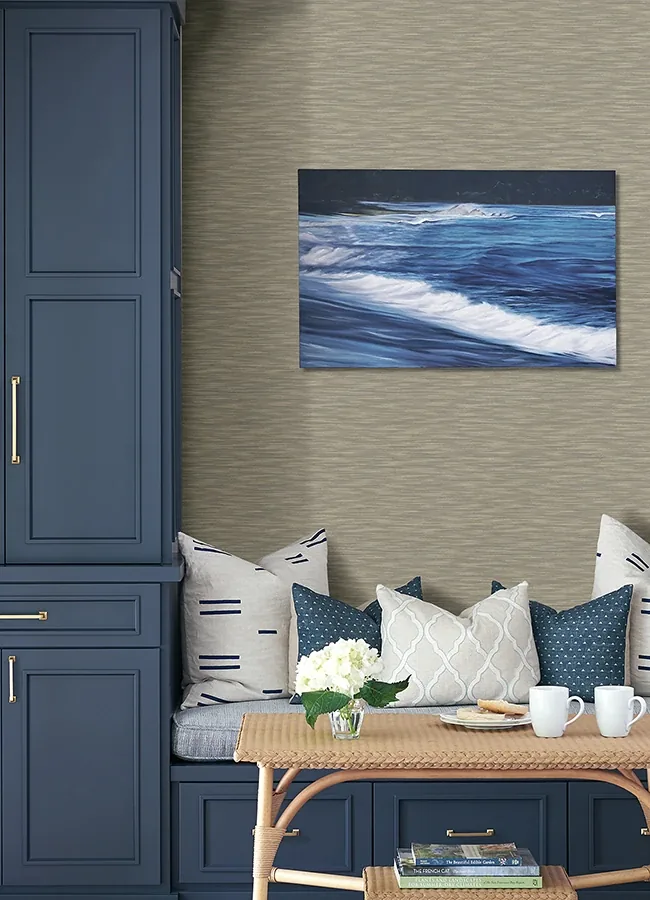 A-Street Prints Benson Taupe Faux Fabric Wallpaper | Wallpaper Twins A-Street Prints Benson Taupe Faux Fabric Wallpaper - SKU 4046-26155