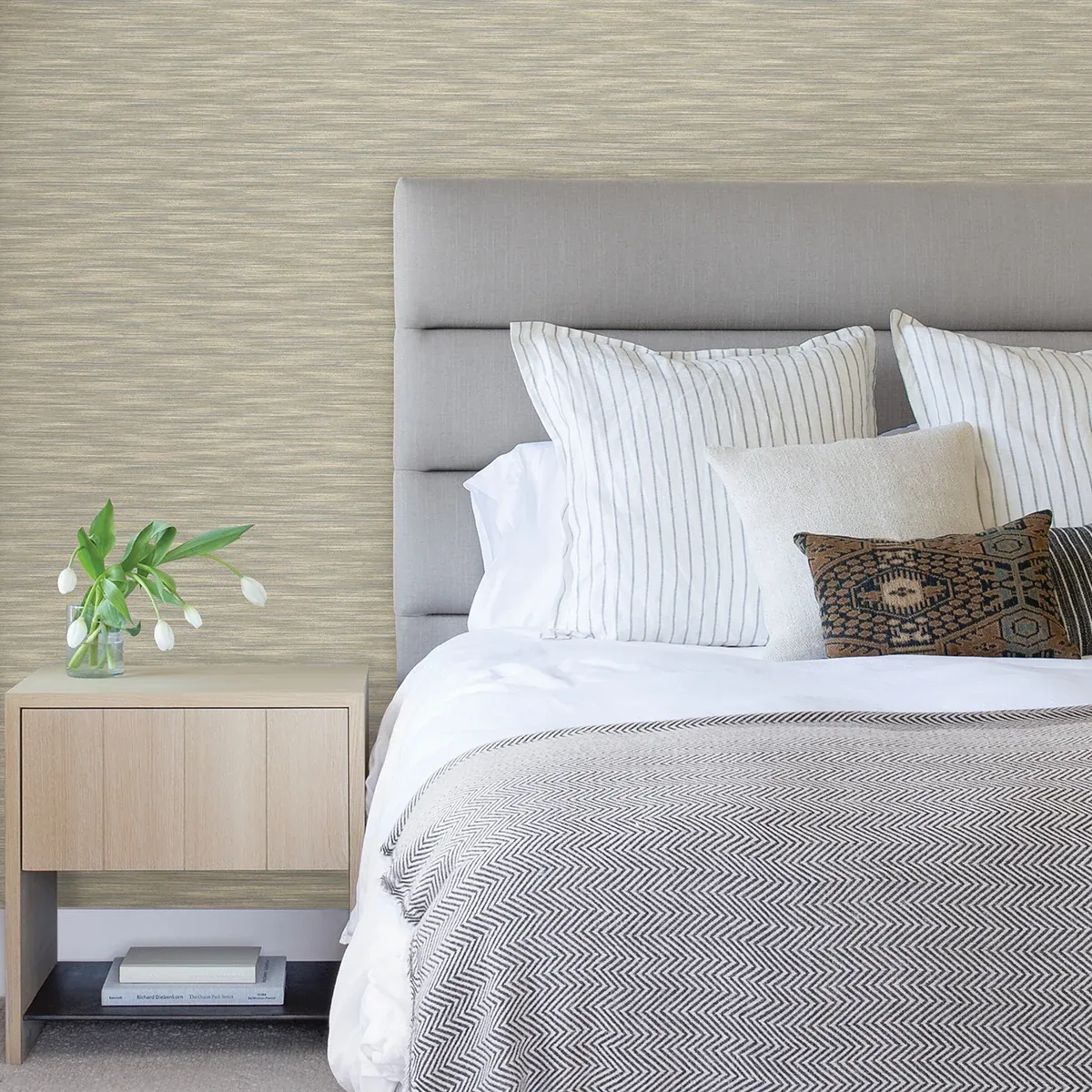 A-Street Prints Benson Taupe Variegated Stripe Wallpaper | Wallpaper Twins A-Street Prints Benson Taupe Variegated Stripe Wallpaper - SKU 2970-26155