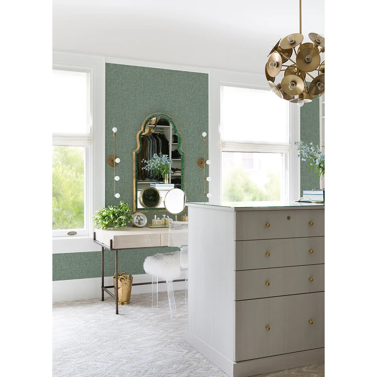 A-Street Prints Bentley Green Faux Linen Wallpaper | Wallpaper Twins A-Street Prints Bentley Green Faux Linen Wallpaper - SKU 2973-90911