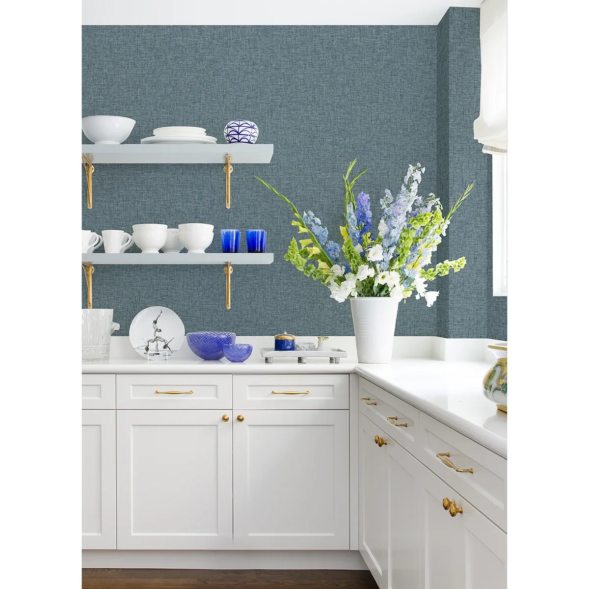 A-Street Prints Bentley Navy Faux Linen Wallpaper | Wallpaper Twins A-Street Prints Bentley Navy Faux Linen Wallpaper - SKU 2973-90913