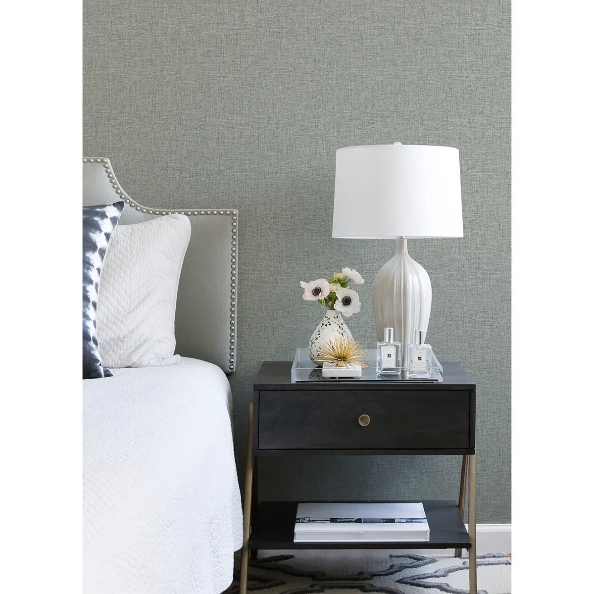 A-Street Prints Bentley Slate Faux Linen Wallpaper | Wallpaper Twins A-Street Prints Bentley Slate Faux Linen Wallpaper - SKU 2973-90914