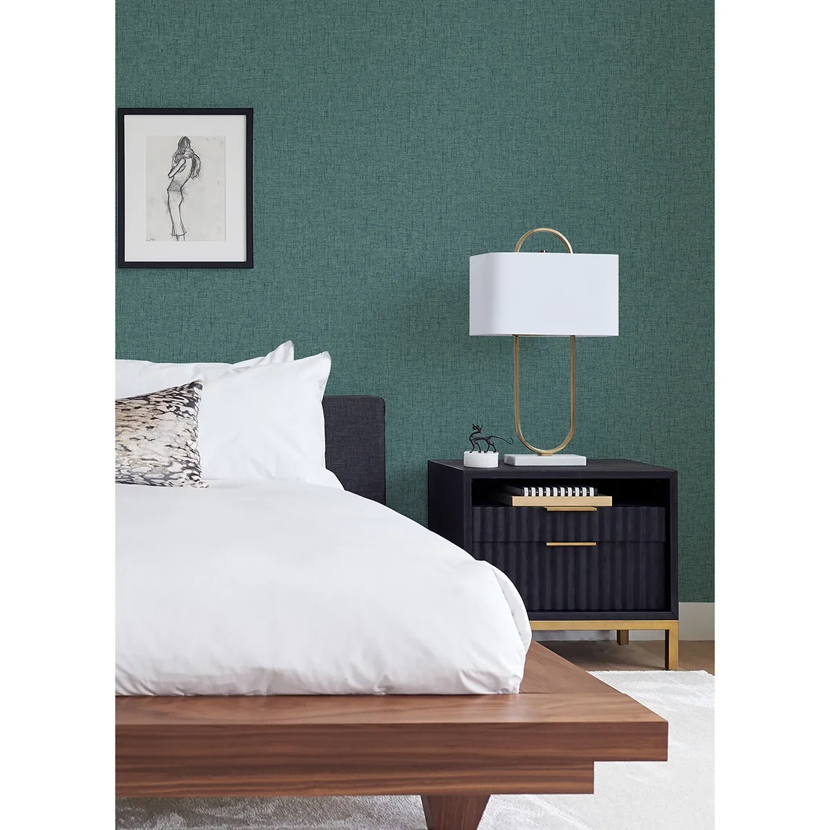 A-Street Prints Bentley Teal Faux Linen Wallpaper - SKU 2973-90912