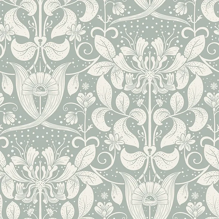 A-Street Prints Berit Blue Floral Crest Wallpaper - SKU 4080-83129