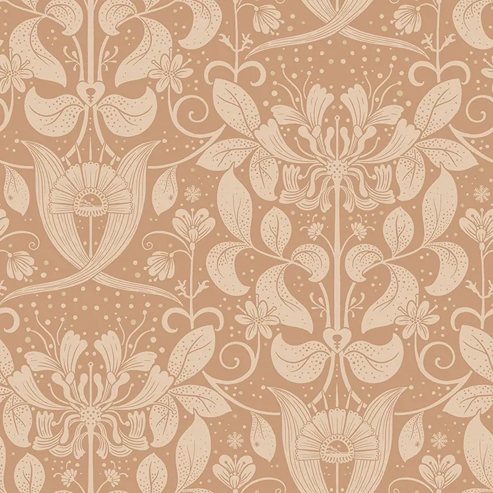 4080-83128 | Berit Coral Floral Crest Wallpaper