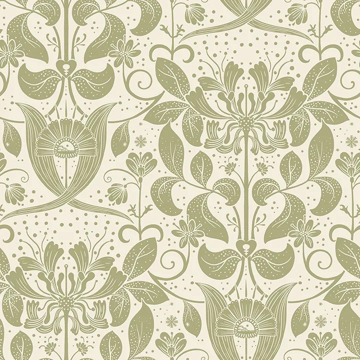 4080-83127 | Berit Olive Floral Crest Wallpaper