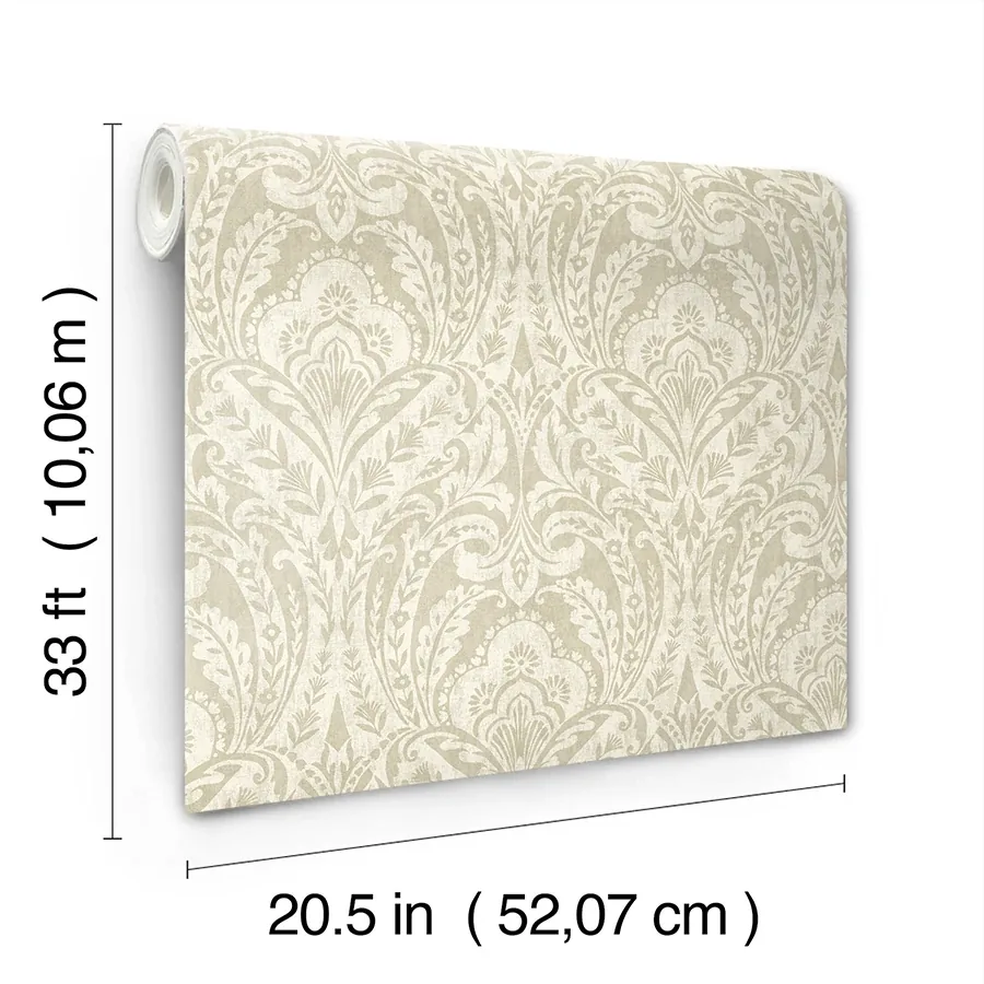 A-Street Prints Berkshire Beige Damask Wallpaper | Wallpaper Twins A-Street Prints Berkshire Beige Damask Wallpaper - SKU 4147-27382