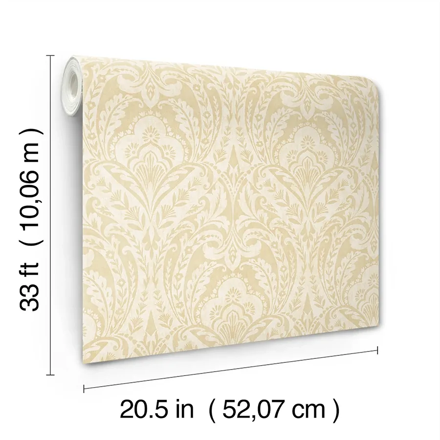 A-Street Prints Berkshire Butter Damask Wallpaper - SKU 4147-27383