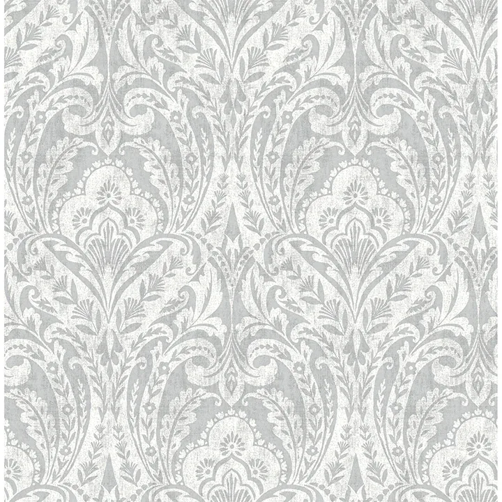 4147-27381 | Berkshire Grey Damask Wallpaper