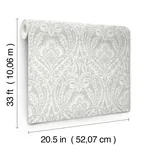 A-Street Prints Berkshire Grey Damask Wallpaper - SKU 4147-27381