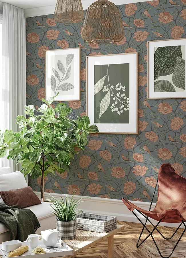 A-Street Prints Bernadina Blue Rosebush Wallpaper | Wallpaper Twins A-Street Prints Bernadina Blue Rosebush Wallpaper - SKU 4143-34025