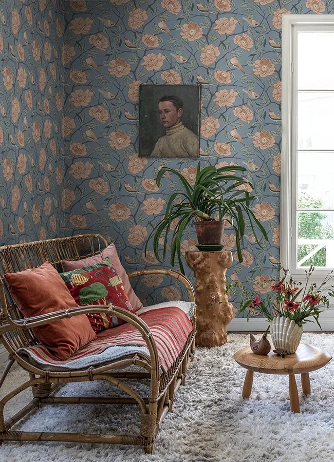 A-Street Prints Bernadina Blue Rosebush Wallpaper | Wallpaper Twins A-Street Prints Bernadina Blue Rosebush Wallpaper - SKU 4143-34025